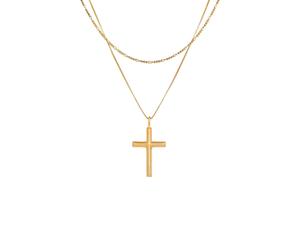 KUZZOI Herren Layer Kreuz Religion 925 Silber goldfarben