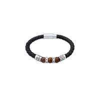 KUZZOI Herren Leder Bead Magnet-Verschluß 925er Silber 19