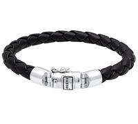 Kuzzoi Herren Lederarmband/Herrenarmband in schwarz mit massivem Silber Verschluß aus 925 Sterling Silber - 235043 (19)