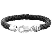 Kuzzoi Herren Lederarmband/Herrenarmband schwarz mit Verschluss aus 925 Sterling Silber, Länge 21 cm, 235041-021
