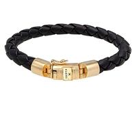 KUZZOI, Armband Herren Lederarmband Kastenverschluss 925 Silber in gold, für Herren Gr. 23 cm