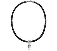 Kuzzoi Herren Lederhalskette mit Pfeil Anhänger aus massiven 925 Sterling Silber, Kette aus geflochtenem Rinderleder in schwarz, Länge 50cm, Dicke 5,5mm, Surferkette, Männer Ketten 0101322419_50