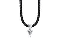 KUZZOI Herren Lederkette Arrow Oxidiert Basic 925 Silber 50