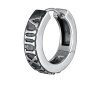 Kuzzoi Ohrringe Single Creole Römische Zahlen Oxidiert 925 Silber, silber Silber