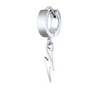 Kuzzoi Herren-Ohrring Blitz Single Scharnier Creole (13mm) rund Ohrring für Männer im Astro Style 1 Stück Creolen Ohrhänger 925 Sterling Silber Hoop Ohrring für Männer