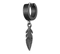 Kuzzoi Herren-Ohrring Creole rund für Männer 1 Stück Scharniercreole (13mm) mit Feder Anhänger im Boho Style aus 925 Sterling Silber