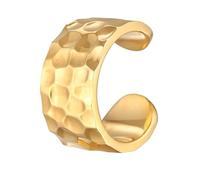 Kuzzoi Herren-Ohrring Ear Cuff Single Ohrklemme (6x13 mm) Hammerschlag Design 1 Stück Ohrring für Männer aus 925 Silber vergoldet Earcuff Ohrstecker