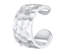 Kuzzoi Herren-Ohrring Ear Cuff Single Ohrklemme (6x13 mm) Hammerschlag Design 1 Stück Ohrring für Männer aus 925 Sterling Silber Earcuff Ohrstecker