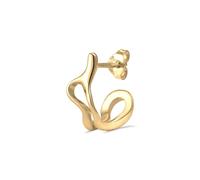 Kuzzoi Herren-Ohrring Ohrstecker Single (8x15 mm) rund 1 Stück Creole für Männer aus 925 Sterling Silber vergoldet