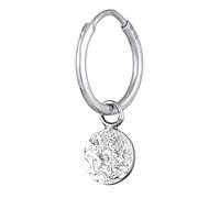 Kuzzoi Herren-Ohrringe 1 Stück Creole (13mm) mit Plättchen Anhänger für Männer handgefertigter Single Ohrhänger aus 925 Sterling Silber