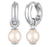 Kuzzoi Herren Ohrringe 925 Silber (12mm) Creolen rund für den Mann klassischer Ohrschmuck mit Muschelkernperle