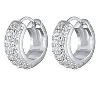 Kuzzoi Herren-Ohrringe Creolen für Männer 1 Paar Ohrhänger rund (15mm) mit Zirkonia Steinen Herren Ohrstecker aus 925 Sterling Silber