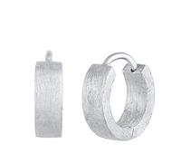 Kuzzoi Herren-Ohrringe Creolen gebürstet, 1 Paar Klapp-Creolen (13mm) rund, Ohrringe für Männer, Creolen Ohrhänger aus 925 Sterling Silber, hochwertiges Hoop Ohrringe für Männer
