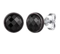 Kuzzoi Herren-Ohrringe Ohrstecker mit Glas-Kristalle (7 mm) im Schachbrett-Schliff aus 925 Sterling Silber oxidiert Ohrschmuck rund für Männer