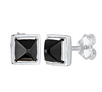 KUZZOI - KUZZOI Ohrringe Onyx Pyramid Quadrat 925 Silber Herrenschmuck Herren