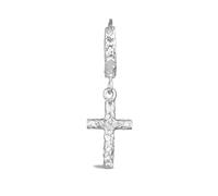 Kuzzoi Herren-Ohrringe Scharnier-Creole (12mm) mit Kreuz Anhänger aus 925 Sterling Silber für Männer Ohrhänger handgefertigte