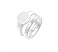 Kuzzoi Herrenringe, Siegelring (12 mm) und Klassischer Bandring (3 mm) breit in 925 Sterling Silber, 2 Massive Silberringe für Männer, Silber Ring Set Herren, Ringgröße 56, 0603482621_56