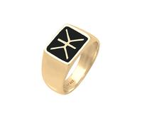 KUZZOI, Ring Herren Siegelring Emaille Logo Basic 925 Silber in gold, für Herren Gr. 62 mm