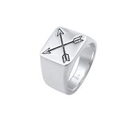 Kuzzoi Siegelring Herrenring, massiv 14 mm breit in 925 Sterling Silber, schwarz oxidierte Pfeile mit Gravur, Ring für Männer in der Ringgröße 60 - 66, 0601990719_66