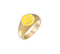 KUZZOI Herren Siegelring mit Smiling Face Emaille 925 Silber 62