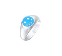 Kuzzoi Siegelring Herrenring Smile in 925 Sterling Silber massiv, Herren Silberring (11 mm) mit Emaille, Emoji Ring für Männer, Ringgröße 64