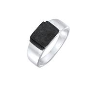 Siegelring KUZZOI "Herren Modern 925 Silber" Fingerringe Gr. 66 mm, Silber 925 (Sterlingsilber), 3.4 mm, schwarz Herren Fingerringe (81515424-66)