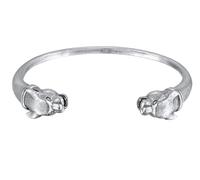 Kuzzoi Herren Silber Armreif handgefertigt aus massiven 925 Sterling Silber Armspange mit markanten Panterkopf für Männer Armband (8 mm) offen