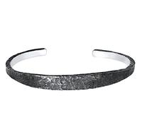 Kuzzoi Herren Silber Armreif offen, handgefertigt aus massiven 925 Sterling Silber oxidiert, Armspange gehämmert für Männer, Armband im Used Look 8 mm breit,19 g schwer