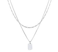 Kuzzoi Herren Silber-Halskette im Layer Look mit Anhänger (15 mm), Halskette für den Mann in 925 Sterling Silber, Herrenkette mit Anhänger poliert, 0108952922