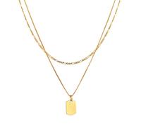 Kuzzoi Herren Silber-Halskette im Layer Look mit Anhänger (15 mm), Halskette für den Mann in 925 Sterling Silber vergoldet, Herrenkette mit Anhänger poliert, 0108762922