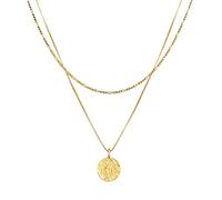 KUZZOI, Halskette Herren Layer Figaro Venezianer Plättchen 925 Silber in gold, für Herren Gr. 50 cm