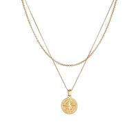 Kuzzoi Herren Silber-Halskette Layer Look mit Kompass Anhänger (25 mm) Halskette für den Mann in 925 Sterling Silber vergoldet Layer Kette maritim handgefertigte Herrenkette mit Anhänger