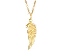 Kuzzoi Herren Silber-Halskette mit Flügel Anhänger (24 mm), Halskette für den Mann in 925 Sterling Silber vergoldet, goldene Kette mit Engel Feder Flügel, Herrenkette mit Anhänger handgearbeitet