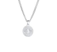 Kuzzoi Herren Silber-Halskette mit Kompass Anhänger (34 mm), 925 Sterling Silber, Maritime Panzerkette Länge 50cm, Herrenkette mit Anhänger handgearbeitet, 0104780921_50