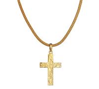 Kuzzoi Kette mit Anhänger Herren Zopfkette Kreuz Gehämmert 925 Silber, Gold