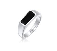 Kuzzoi Herren Silber Ring aus 925 Sterling Silber klassischer Siegelring mit Emaille Platte für den Mann in der Ringgröße 66