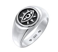 Kuzzoi Herren Silber Ring mit Evil Eye Symbol aus 925 Sterling Silber Maskuliner Siegelring für den Mann in der Ringgröße 66