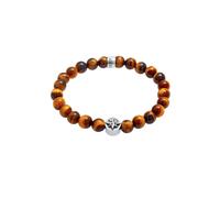 Kuzzoi Buddha Herren Armband aus 925 Sterling Silber oxidiert, Naturstein Armband Tigerauge mit Silber Beads, Maritimes Windrose-Kompass Symbol, elastisch, Energiearmband, Länge 21 cm