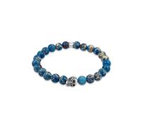 KUZZOI Herren Totenkopf Blau-Gefärbter Achat 925 Silber 19