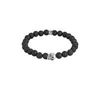 KUZZOI Herren Totenkopf Lava Stein Perlen 925 Silber 19
