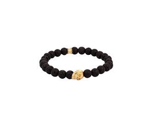 KUZZOI Herren Totenkopf Lava Stein Perlen 925 Silber 23