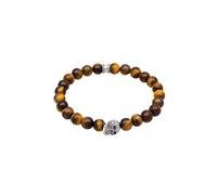 Armband KUZZOI "Tigerauge Totenkopf Bead Steinarmband 925 Silber" Armbänder Gr. 21 cm, ohne Stein, Silber 925 (Sterlingsilber), braun (braun, braun) Herren Armbänder (34713011-21)