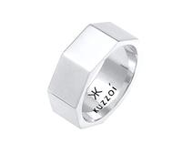 Kuzzoi Herrenring Bandring für Männer aus 925 Sterling Silber, Breiter Silberring (9 mm) im Hexagon Design, Trend Ring für Herren glatt poliert, Ringgröße 60, 0609972220_60