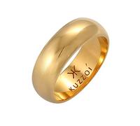 Kuzzoi Herrenring Bandring für Männer aus 925 Sterling Silber vergoldet, Basic Silberring golden(9 mm) im Klassischen Design, Breiter Ring für Herren glatt poliert, Ringgröße 60, 0610330620_60