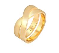 Kuzzoi Herrenring Bandring für Männer aus 925 Sterling Silber vergoldet, Breiter Silberring (9 mm) im geschwungenen Design, Goldener Ring für Herren poliert, Ringgröße 64, 0610782720_64