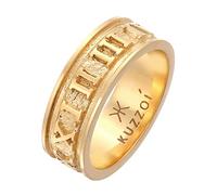 Kuzzoi Herrenring golden Bandring massiv (8 mm) 925 Silber vergoldet | Schmuck Accessoire mit römischen Ziffern Ring für Männer in der Ringgröße 60-66