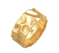 Silberring KUZZOI "Herren Bandring Geschmiedet Used Look 925 Silber" Fingerringe Gr. 64 mm, ohne Stein, Silber 925 (Sterlingsilber), goldfarben (gold) Herren Fingerring Fingerringe (22376348-64) gold