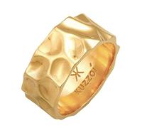 Kuzzoi Herrenring im Hammerschlag Design, Bandring massiv (10 mm) breit in 925 Sterling Silber, Silberring geschmiedet vergoldet, Goldener Ring für Männer, Ringgröße 60 - 66, 0602511921 (58)