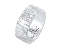 Kuzzoi Herrenring im kunstvoll Strukturiertem Design, Bandring massiv (9 mm) breit in 925 Sterling Silber, Silberring gehämmert, Ring für Männer, Bikerring, Ringgröße 62, 0604922121_62