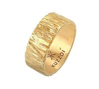 Kuzzoi Herrenring im kunstvoll strukturiertem Design, Bandring massiv (9 mm) breit in 925 Sterling Silber vergoldet, Silberring gehämmert, Goldener Ring für Männer, Ringgröße 64, 0604172221_64